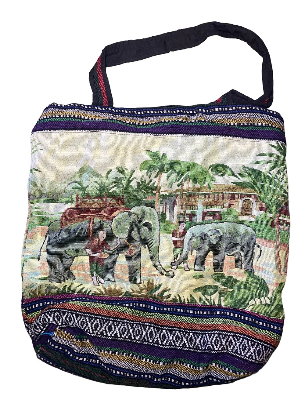 Vintage Woven Elephant Tapestry Tote Bag Ethnic Boho Shoulder Bag